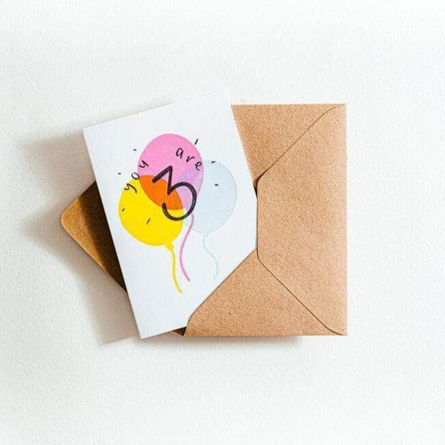 You Are Three 3rd Birthday Letterpress Card