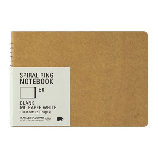 Traveler's Company Spiral Ring Notebook B6 - MD White Blank