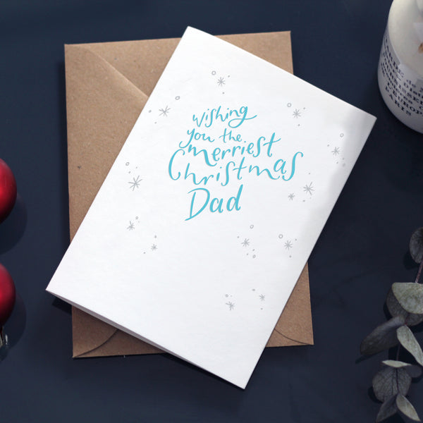 Wishing You The Merriest Christmas Dad Letterpress Card