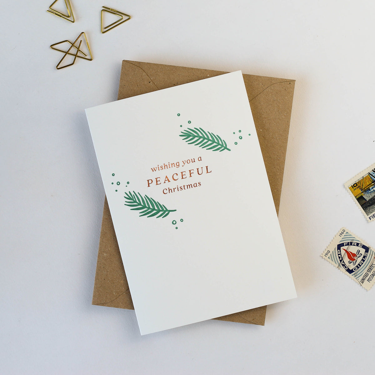Wishing You A Peaceful Christmas Letterpress Card