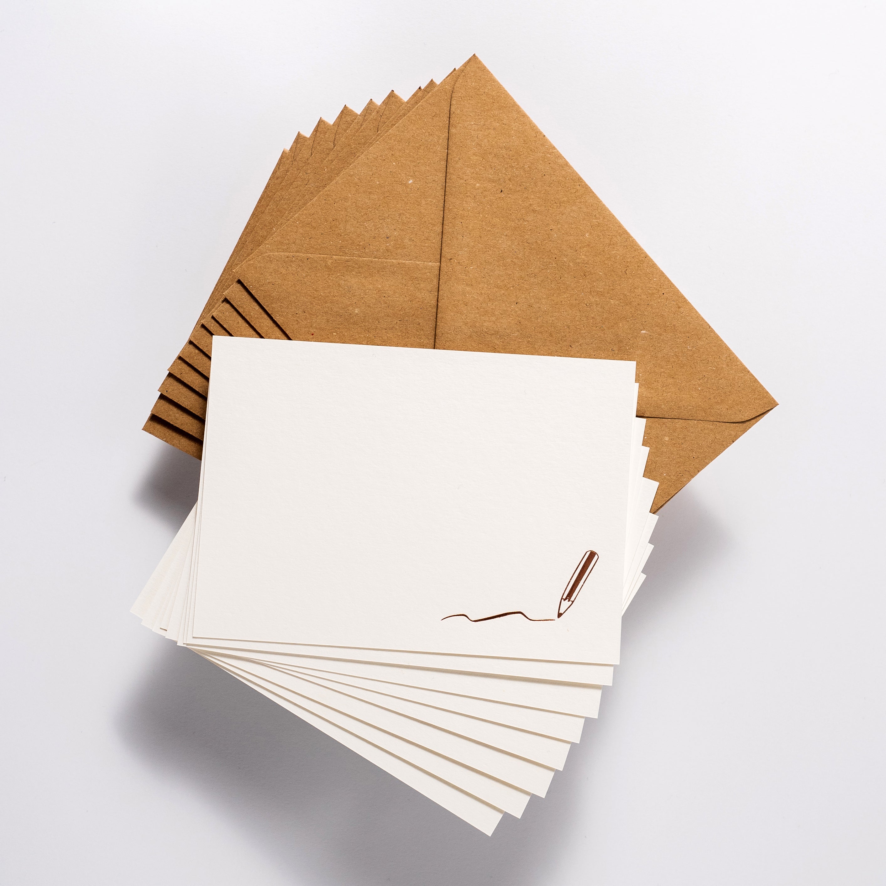 Gold Foil Pencil Set of 10 Letterpress Notecards, £8.00