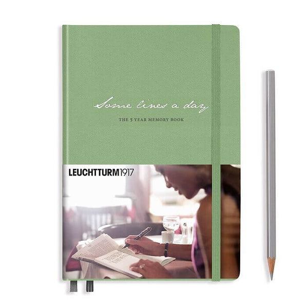 Leuchtturm Some Lines A Day 5 Year Hardcover Diary Sage Green