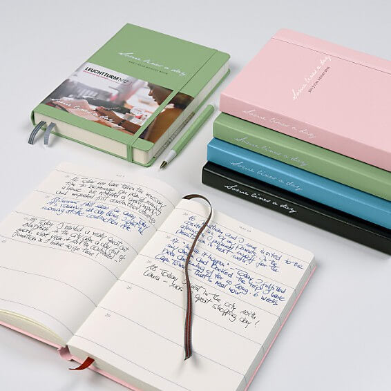Leuchtturm Some Lines A Day 5 Year Hardcover Diary Sage Green