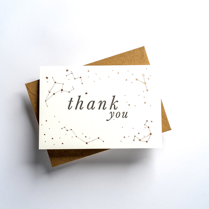 Constellation Box of 8 Letterpress Thank You Cards