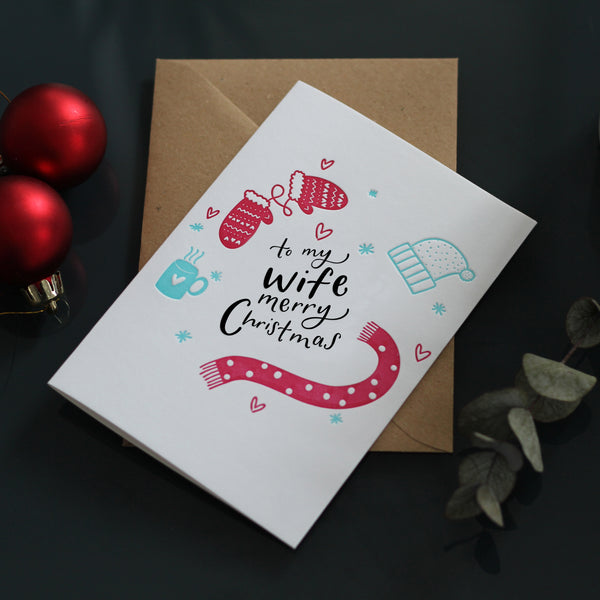 To My Wife Merry Christmas Letterpress Card