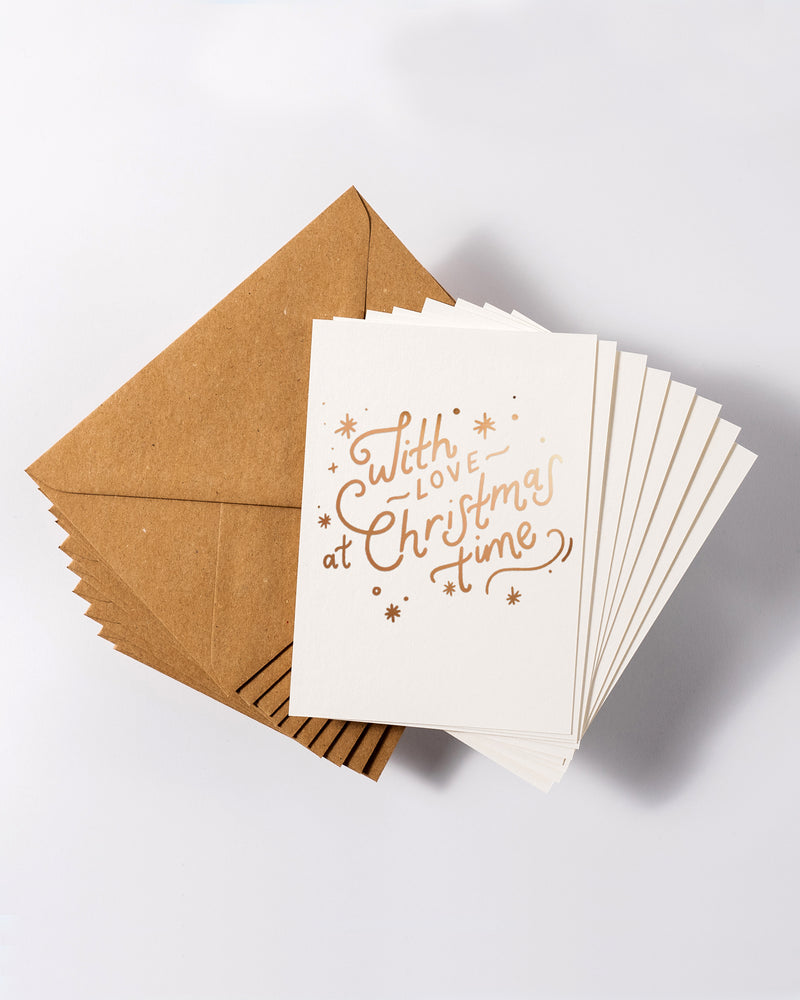 With Love At Christmas Time White Pack of 8 Cards